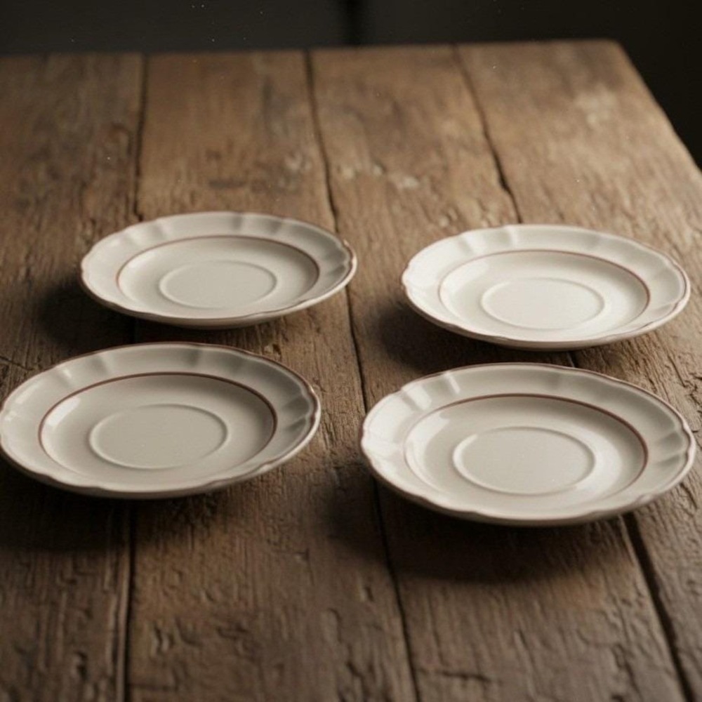 Hearthside Cumberland Mayblossom Saucers, Set of 4, Vintage Stoneware Japan